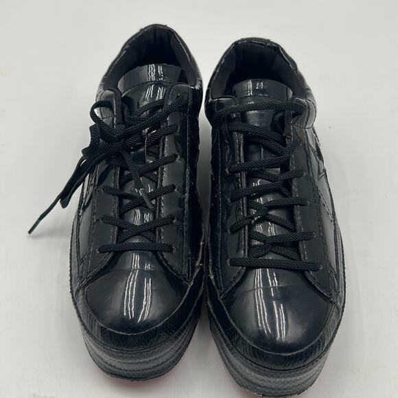 CONVERSE CHUCK TAYLOR ONE STAR PLATFORM OX PATENT WOMEN SIZE 5.5 SNEAKERS BLACK - Picture 3 of 13